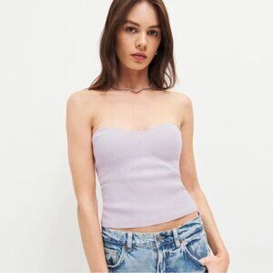 Reformation Jenni Strapless Sweater Knit Tube Top in Light Pink